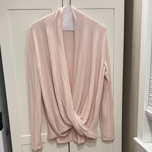 Soft Pink Draped Wrap Sweater